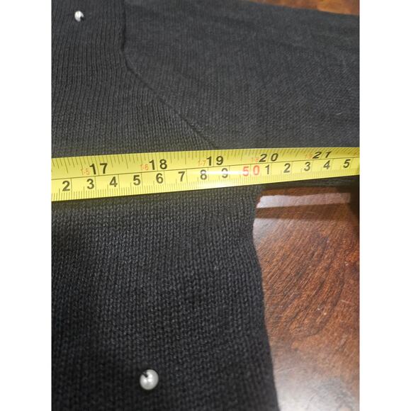 Vintage Victoria Jones Christmas Holiday Poinsetta Black Cardigan Sweater Sz S - Picture 3 of 6